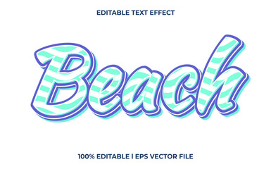 Wall Mural - Beach 3d text effect and editable text, template 3d style use for business tittle