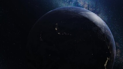 Wall Mural - space view 3d earth milky way star background. high quality video prores 422hq. image finished by na