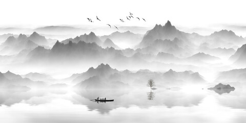 Poster - misty mountain landscape