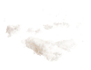 Wall Mural - Crystal Salt flying explosion, flake white grain salts explode abstract cloud fly. Big size salt splash in air, food object element design. White background isolated high speed freeze motion