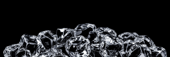 Wall Mural - ice cubes heap on black background