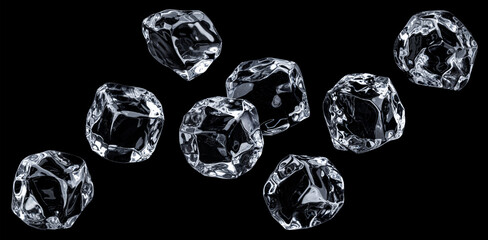 Wall Mural - ice cubes isolated on black background