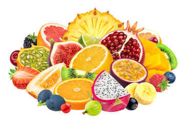 Wall Mural - Fruits collection isolated on white background
