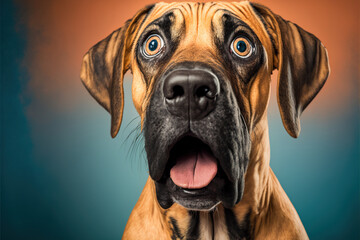 Studio portrait of a boerboel dog with a surprised face, concept of Fur Texture and Pet Portraiture, created with Generative AI technology