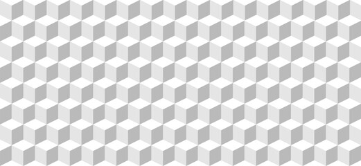 Poster - cube isometric seamless pattern. white cubic paper abstract geometric background. vector illustratio