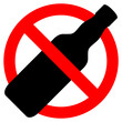 Símbolo aislado de alcohol no con silueta de botella en señal de prohibido