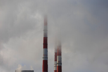 Smoke from a chimney at a thermal power plant