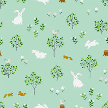Nature On Springtime Seamless Pattern For Decorative,kid Product,fabric,textile,print Or Wallpaper