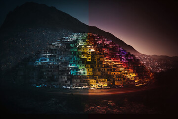 Wall Mural - Tilt shift color grades pallet night long exposure. Generative AI