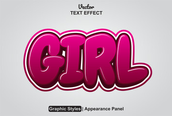 Fototapete - girl text effect with graphic style and editable.
