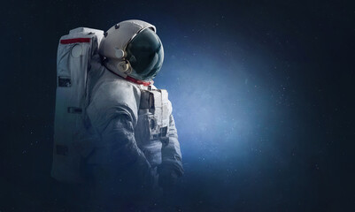 Wall Mural - astronaut in space. spaceman in universe with stars. sci-fi surreal wallpaper. deep space. elements 