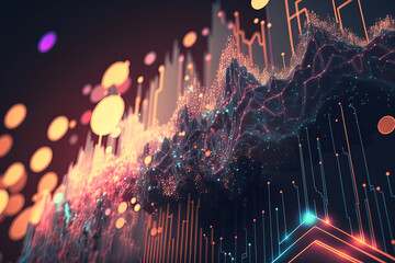 Wall Mural - Abstract picture of the crypto world foundation. Colorful background with digital glitch and distortion effect. Futuristic cyberpunk design. Retrofit, web punk, rave techno neon colors. Generative AI