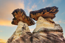 Ubon Ratchathani,Sao Chaliang, Mushroom-like Rocks That Have Been Eroded By Water And Wind In Ubon Ratchathani, Thailand
