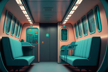 Poster - interior of a train, Generative AI