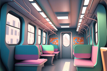 Poster - interior of a train, Generative AI