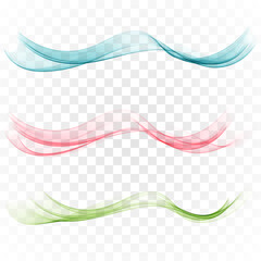 Wall Mural - Transparent abstract wave, smoky flow of wavy lines, wave set.