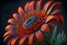 Close Up Fantasy Flower Based On The Dahlia Flower, Dreamy And Colorful, Generated With AI