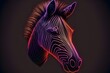 A beautiful neon zebra head icon. Generative AI.