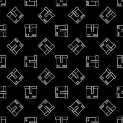 Aufkleber - Box vector Warehouse outline concept dark seamless pattern