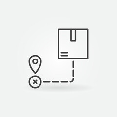 Poster - Cardboard Box with Geo Pin vector Destination concept outline icon
