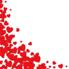 Wall Mural - Love valentine background with red petals of hearts on transparent background. Vector banner, postcard, background.The 14th of February. PNG image	