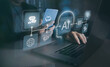 © Fabio Principe - Man using virtual screen on laptop. Artificial intelligence new application, AI futuristic concept.