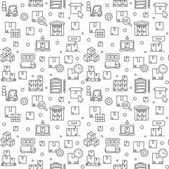 Poster - Inventory and Storage vector Logistics outline seamless pattern