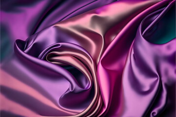 Wall Mural - pink and purple swirling satin background fabric texture colorful, generative ai