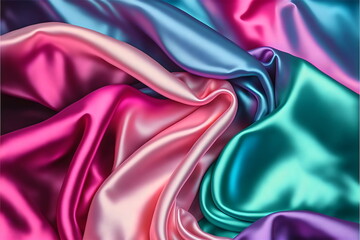 Wall Mural - pastel swirling satin background fabric texture colorful, generative ai