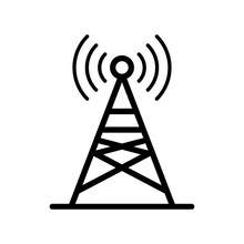Broadcast Relay Station And Base Station. Radio Tower Icon. Vector.
