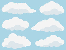 シンプルな雲の素材6種セット　カゲあり