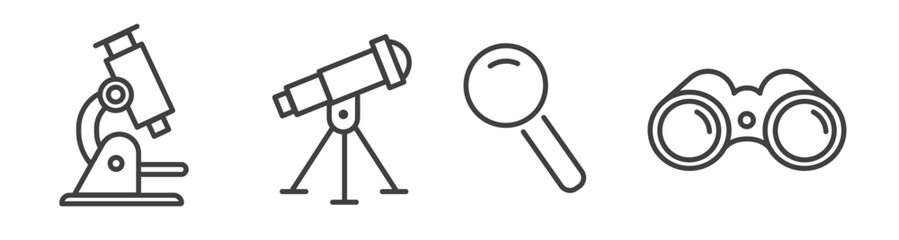 Wall Mural - Collection of Business Related Vector Line Icons. Research, explore and magnify