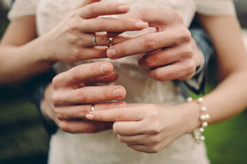 Poster - bride and groom hands