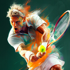 Wall Mural - Tennis. Colorful abstract tennis background. Sports poster illustration