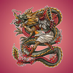 Wall Mural - Women Dragon Tattoo Illustration