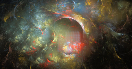 Poster - Fractal spiral. Abstract fractal patterns and shapes. Dynamic flowing natural forms.