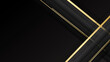 Black stripe with gold lines on the dark background. Geometric gold black lines metal carbon neutral background with black metal stripes vector.