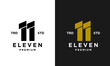 Eleven Initial number 11 icon design logo minimal template