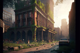 Fototapeta Uliczki - The Last Of Us city, apocalypse architecture, abandoned city