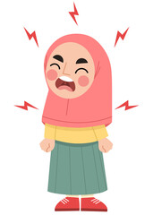 Wall Mural - Illustration of little hijab girl screaming and angry