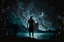 Silhouette Of A Viking, Using Ai