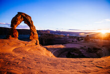 Delicate Arch At Sunset.