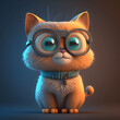 Cute Cartoon Cat Character 3D Rendered