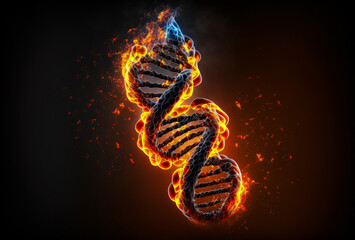 Strand of human DNA on fire. generative AI