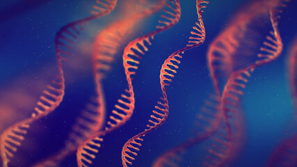 Poster - Single strand ribonucleic acid (RNA) molecules. RNA plays an important role in cellular protein synthesis. mRNA vaccine research concept