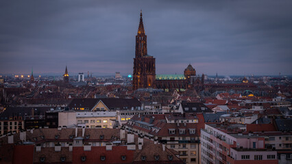 Wall Mural - Skyline and Cathedral of Strasbourg in Strasbourg in France on January 2023