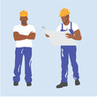 © Mizhgona - Vector flat illustration of workers with blank board