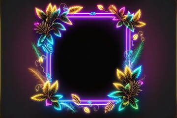 Wall Mural - neon garland frame background, generative ai	