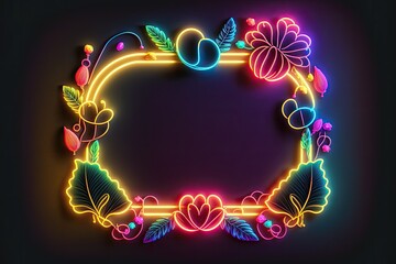 Wall Mural - neon garland frame background,Generative ai.