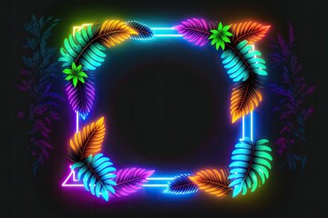 Wall Mural - neon garland frame background,Generative ai.